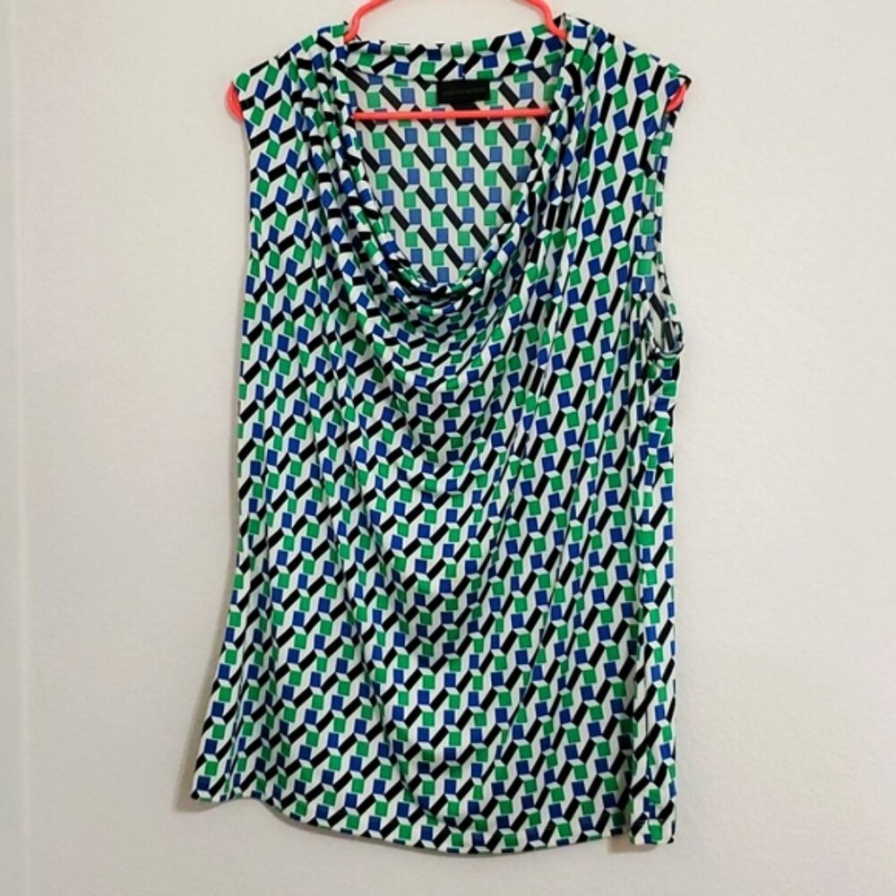 WORTHINGTON Sleeveless Drape neckline geometric design XL casual Office Travel